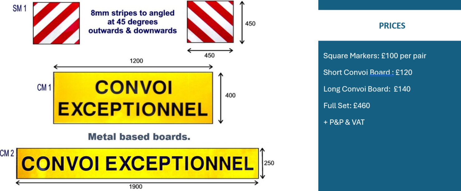Convoi Exceptionnel Abnormal Load Marker boards for use in the UK & Europe Convoi Exceptionnel Abnormal Load Marker boards for use in the UK & Europe
