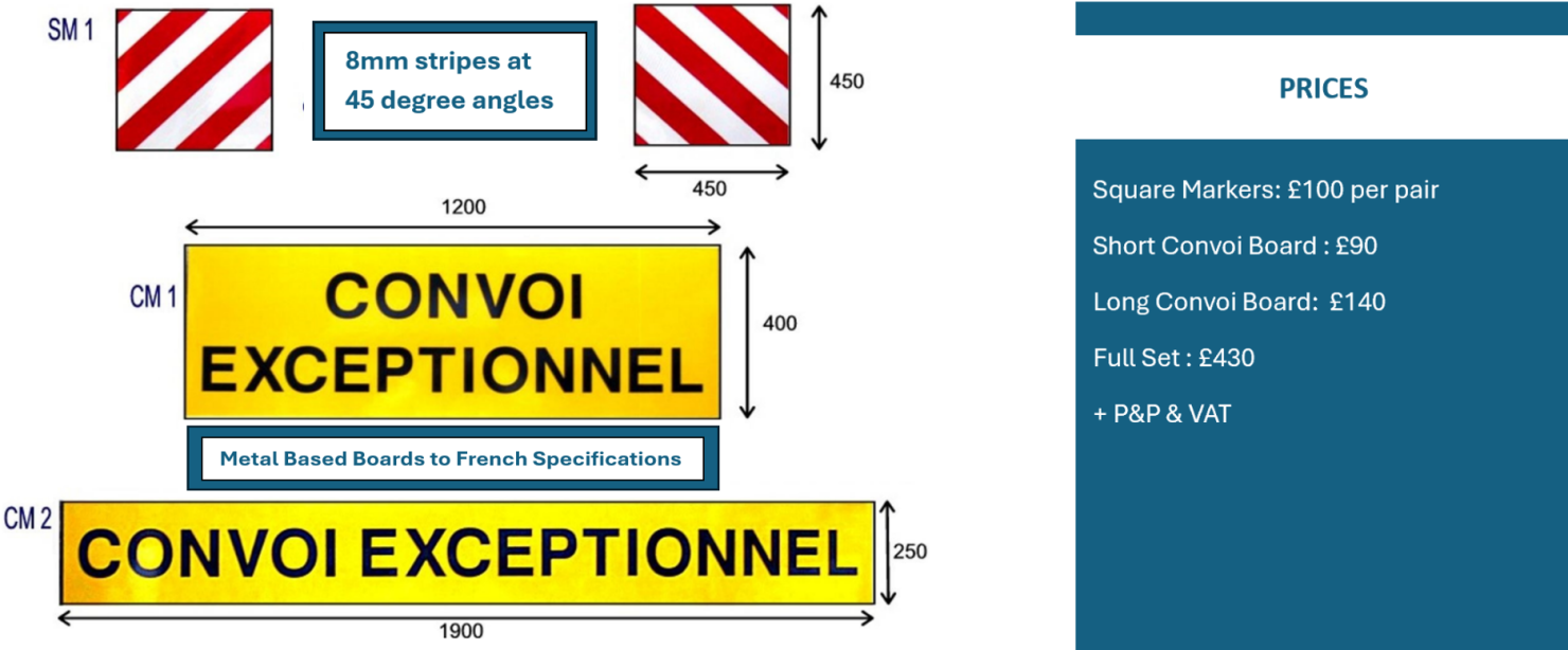 Convoi Exceptionnel Abnormal Load Marker boards for use in the UK & Europe